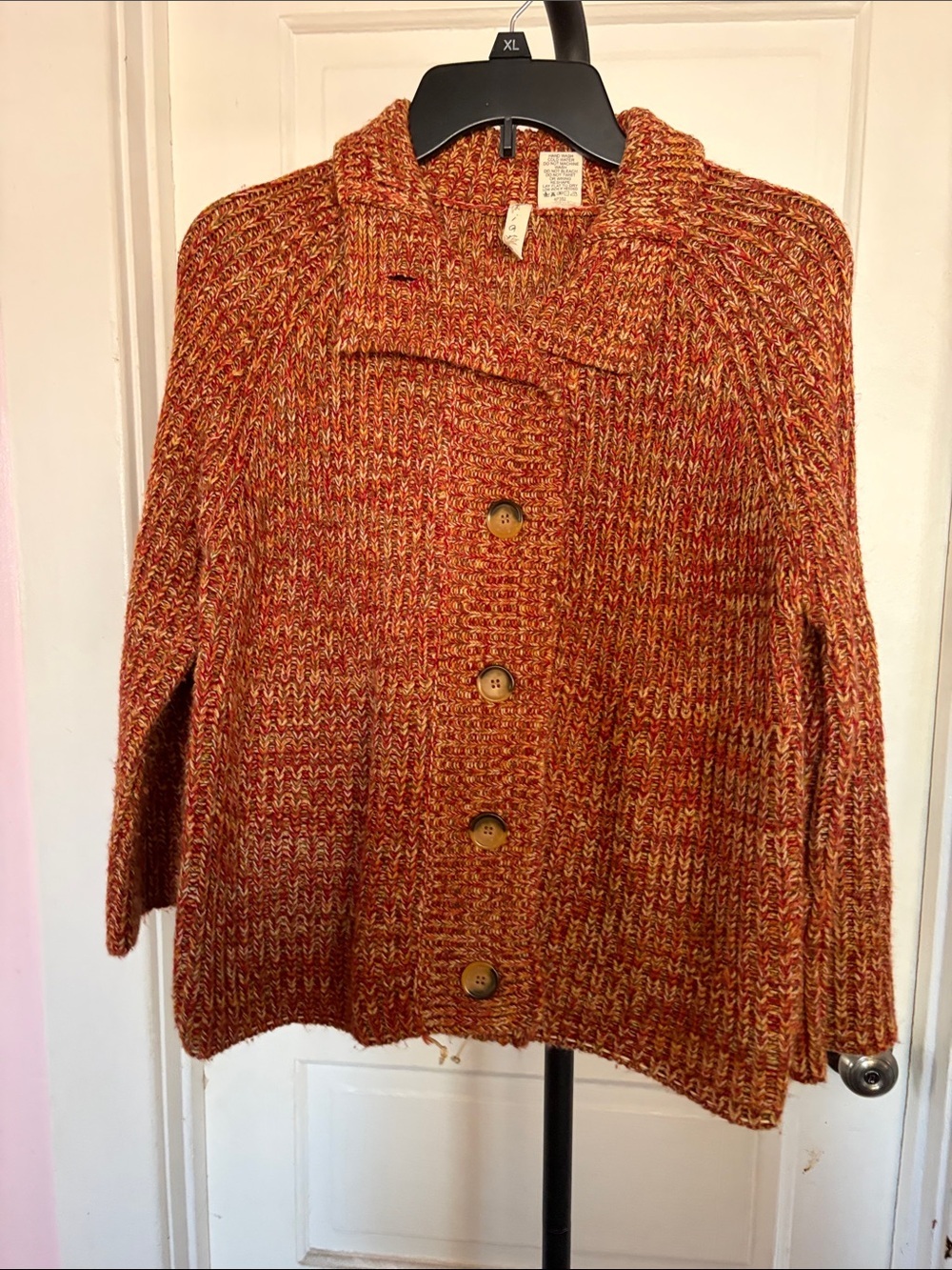 Tiara Marled Rust Multi-Blend Button Cardigan
